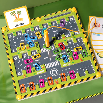 Magnetic Car Alphabet Maze Montessori Toys ABC Conginition Early Education Toys Preschool Word Learning Fine Motor Toys for Kids