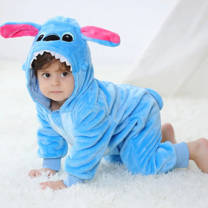 Newborn Baby Romper Infant Long Sleeve Clothes Kigurumi Cute Stitch Animal Cartoon Jumpsuit Girls Boys Pajamas Costume Halloween