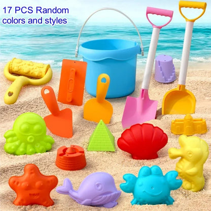 Children's Beach Toy Set, ATV, Sand Digging and Water Toy, Beach Bucket, Hourglass, Shovel, Beach Sand Play Tool Random Colors