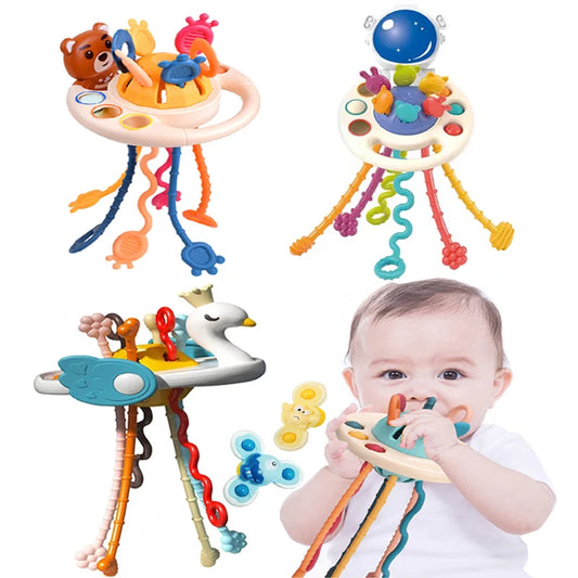 Montessori Pull String Sensory Toys Baby 6 12 Months Silicone Develop Teething Activity Toys For Baby 1-3Y Educational Toys