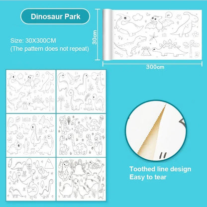 Children's Graffiti Scrolls Extra Long Colored Drawing Paper Kindergarten Baby Colored Scrolls Self Adhesive Not Damaging