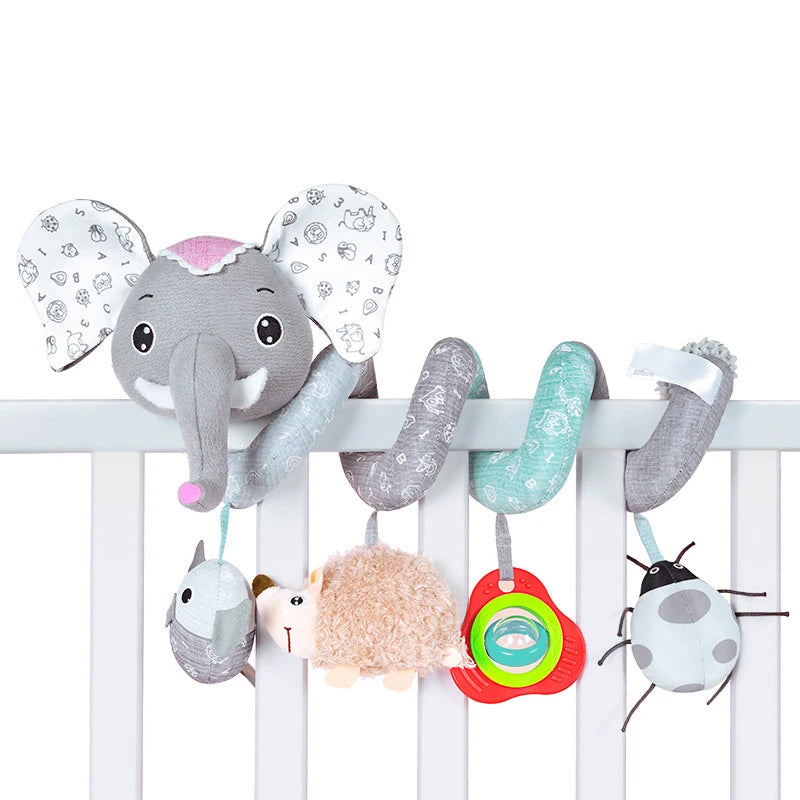 Car Seat Toys Infant Color Elephant Stroller Stretch Spiral Activity Baby Hanging Toys for Crib Mobile Newborn Sensory Toy Gifts