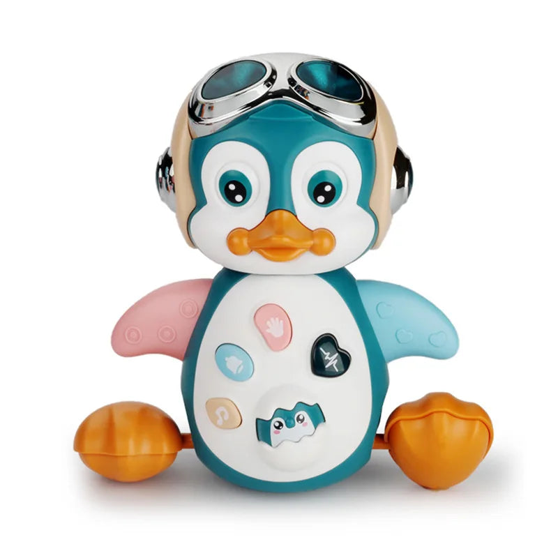 Baby Crawling Toys Musical Penguin Infant Moving Walking Dancing Toys with Light Toddler Interactive Development Tummy Time Gift