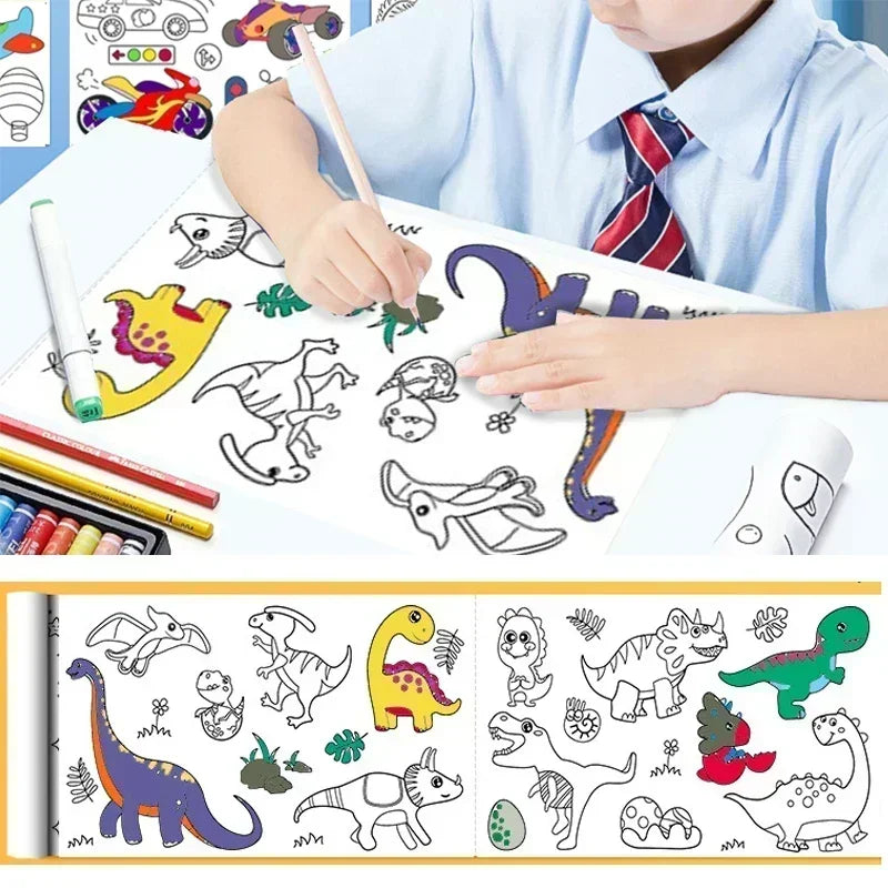 Children's Graffiti Scrolls Extra Long Colored Drawing Paper Kindergarten Baby Colored Scrolls Self Adhesive Not Damaging
