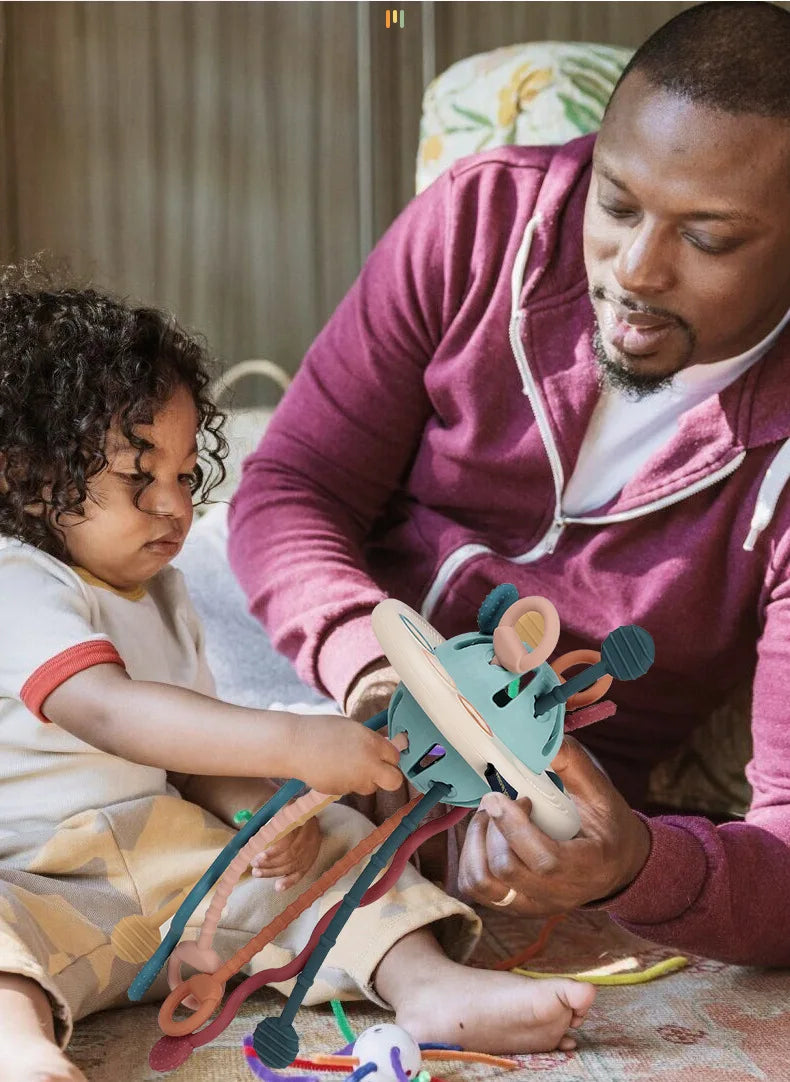 Montessori Pull String Sensory Toys Baby 6 12 Months Silicone Develop Teething Activity Toys For Baby 1-3Y Educational Toys