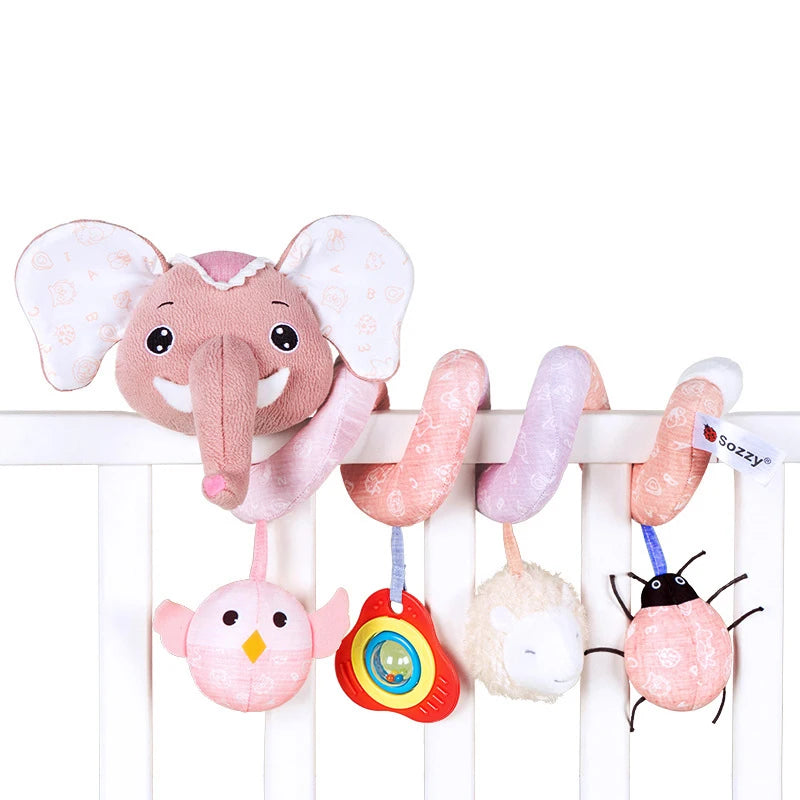 Car Seat Toys Infant Color Elephant Stroller Stretch Spiral Activity Baby Hanging Toys for Crib Mobile Newborn Sensory Toy Gifts